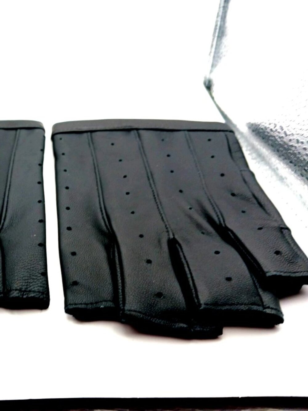 Fingerless Black Leather Goth Gloves Unisex -New